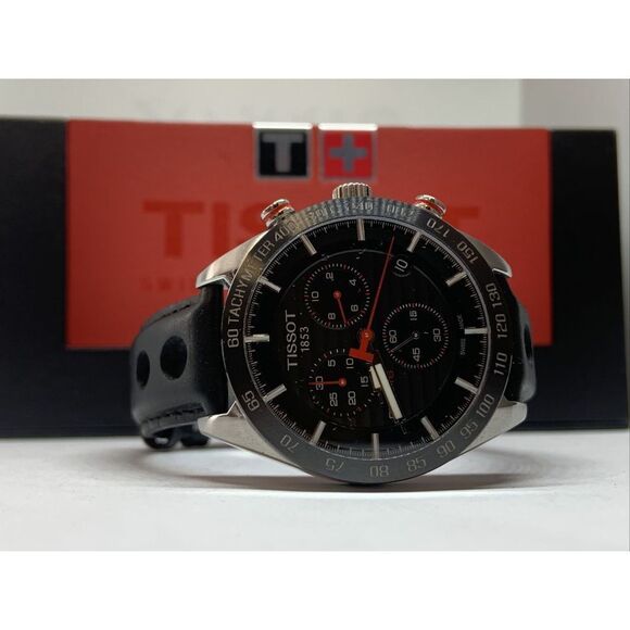 Tissot T100417A Black Leather Analog Dial Quartz Genuine Wrist Watch AEW85 - Picture 6 of 11